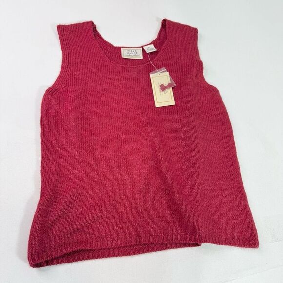 Field Manor Tops - Field Manor Shirt Womens Medium Red Silk Blend Sleeveless Knit Sweater Classic